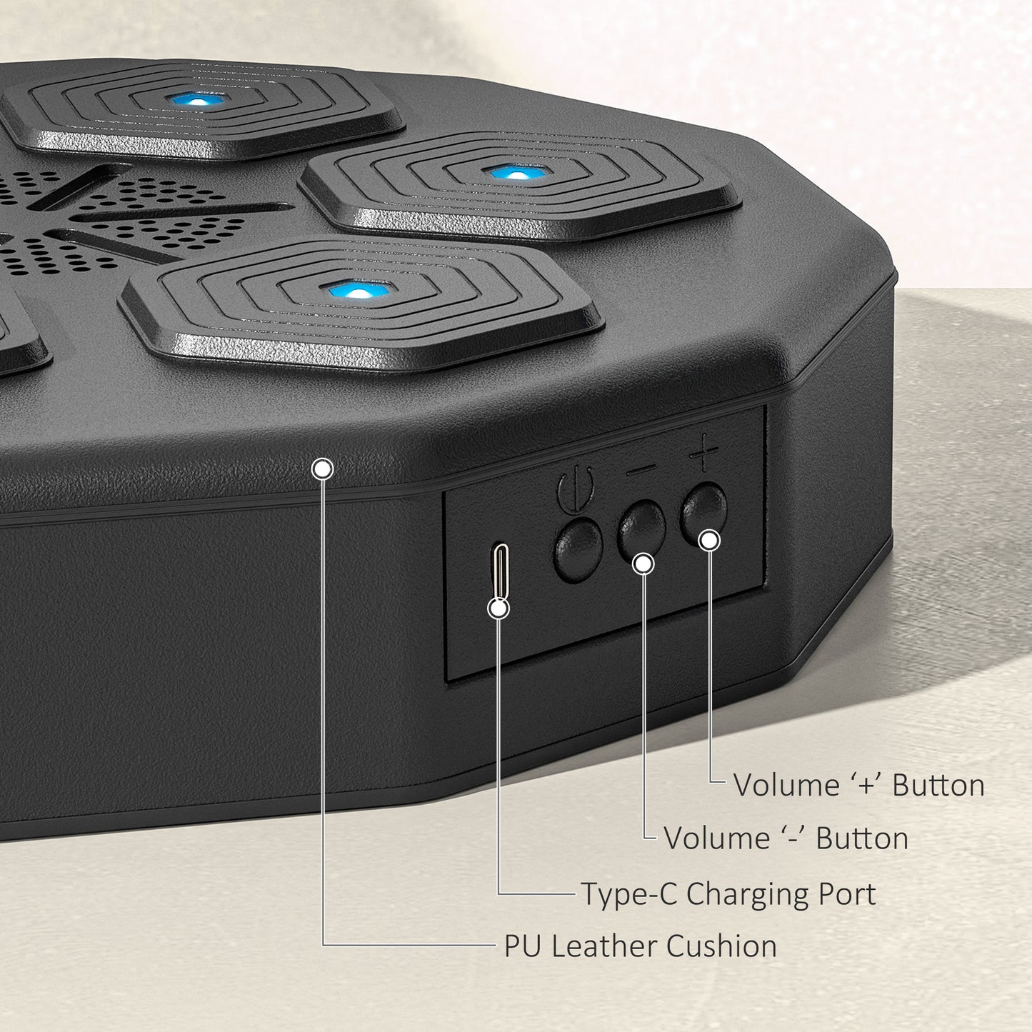 SPORTNOW Musical Boxing Machine with Bluetooth Connection and LED Light Smart, Wall Mounted-4