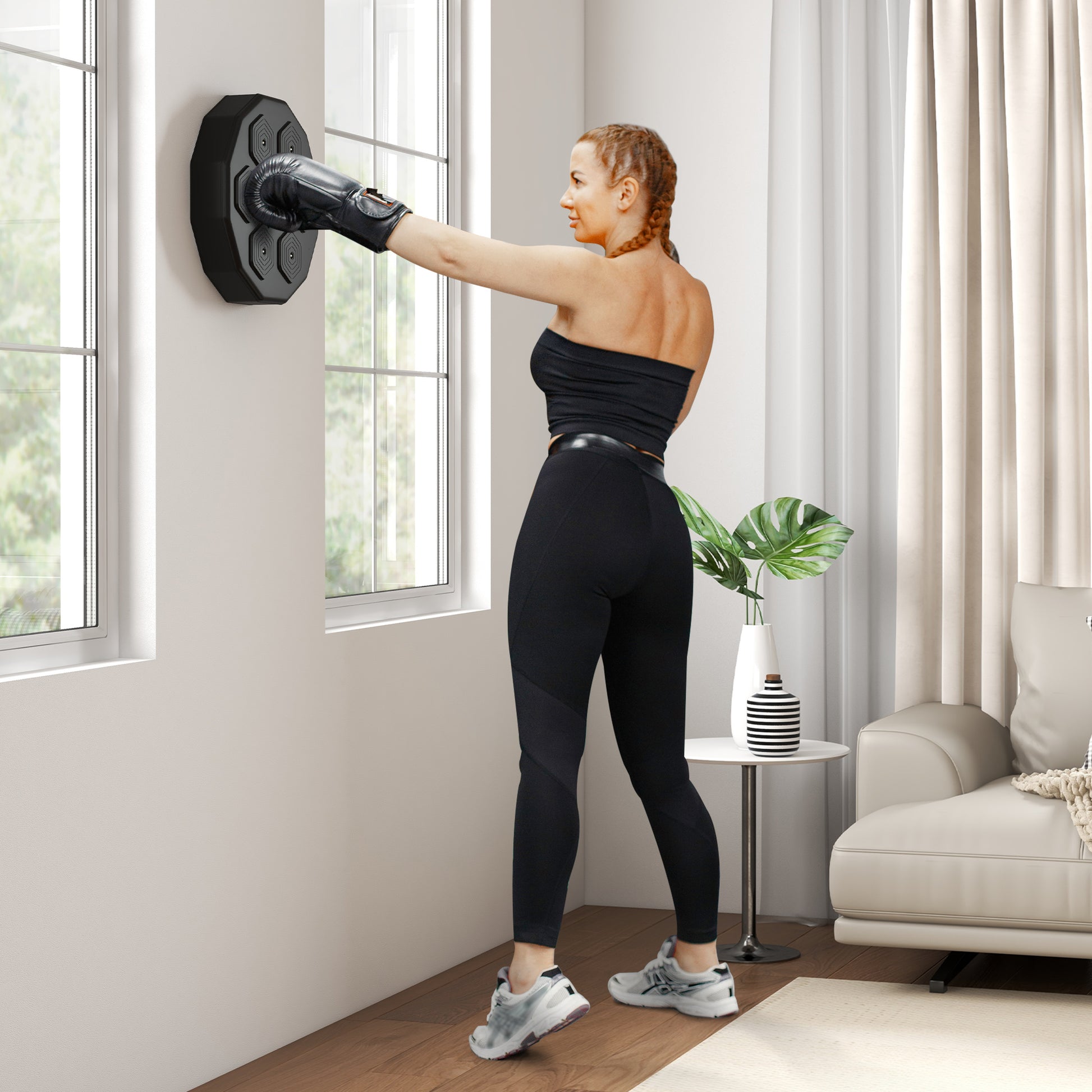 SPORTNOW Musical Boxing Machine with Bluetooth Connection and LED Light Smart, Wall Mounted-8